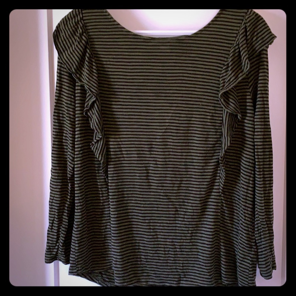 Size m green and black striped top